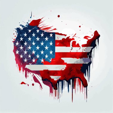 Amerika haritası şeklinde ABD 'nin gerçekçi soyut bayrağı, ülkenin bağımsızlık günü, ulusal gelenekler - Vektör illüstrasyon