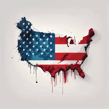 Amerika haritası şeklinde ABD 'nin gerçekçi soyut bayrağı, ülkenin bağımsızlık günü, ulusal gelenekler - Vektör illüstrasyon