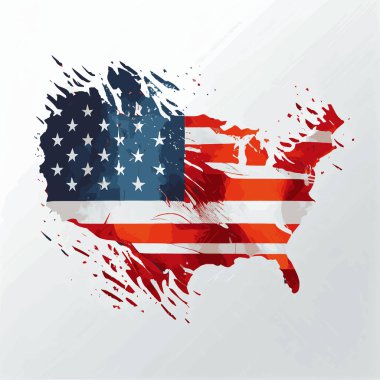 Amerika haritası şeklinde ABD 'nin gerçekçi soyut bayrağı, ülkenin bağımsızlık günü, ulusal gelenekler - Vektör illüstrasyon