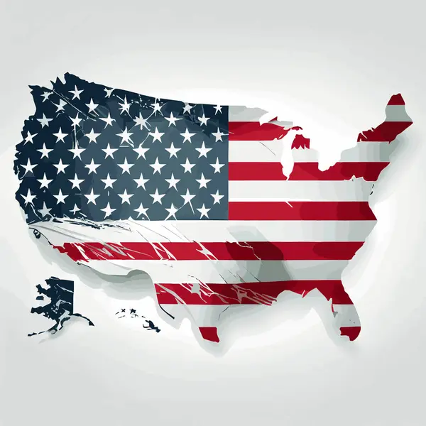 アメリカの地図 国の独立記念日 国の伝統 ベクトルのイラストの形で アメリカの現実的な抽象的な旗 — ストックベクタ