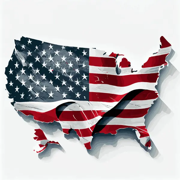 Drapeau Abstrait Réaliste Des États Unis Sous Forme Une Carte — Image vectorielle