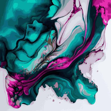 Mermer desen tasarımı, renkli çok renkli mermer yüzey, eğri çizgiler, parlak soyut tasarım arkaplanı - Vektör illüstrasyonu