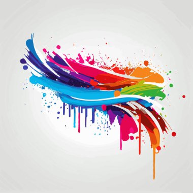 İzler, beyaz arka planda renkli boya lekeleri, çok renkli renkler, gökkuşağı - vektör çizimi