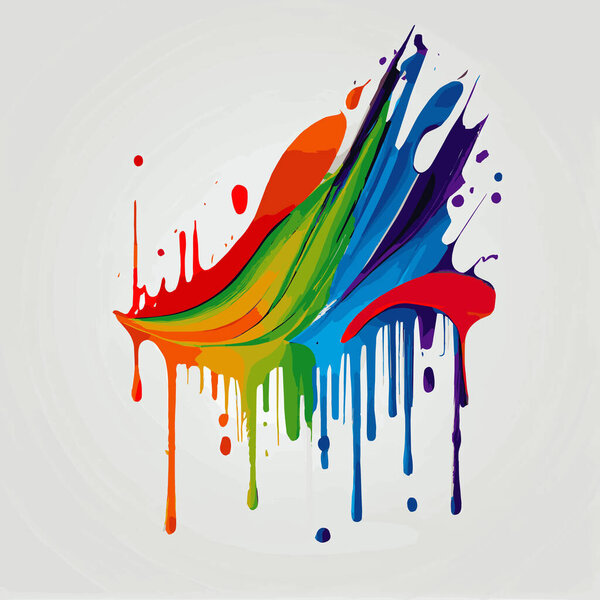 Мазки, пятна цветной краски на белом фоне, разноцветные цвета, радуга - векторная иллюстрация