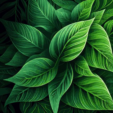 Yeşil yaprakların dokusu, yeşil arkaplan deseni - Vektör illüstrasyonu