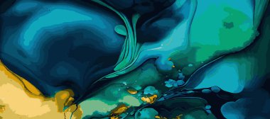 Mermer panoramik doku tasarımı, renkli çok renkli mermer yüzey, eğri çizgiler, parlak soyut arkaplan tasarımı - Vektör çizimi