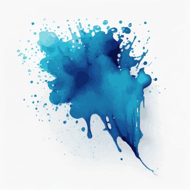 Suluboya mavi mürekkep renkli sıvı damlalar veya sıçrama tasarımı, sanatsal arkaplan - Vektör illüstrasyonu