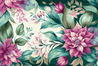 Soyut çiçek sanat arka plan şablonu. Botanik suluboya el çizimi çiçek fırça çizgisi sanat tasarımı - Vektör illüstrasyonu