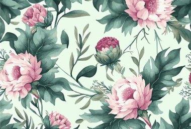 Soyut çiçek sanat arka plan şablonu. Botanik suluboya el çizimi çiçek fırça çizgisi sanat tasarımı - Vektör illüstrasyonu