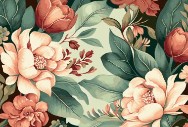 Soyut çiçek sanat arka plan şablonu. Botanik suluboya el çizimi çiçek fırça çizgisi sanat tasarımı - Vektör illüstrasyonu