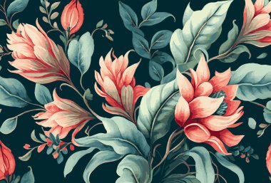 Soyut çiçek sanat arka plan şablonu. Botanik suluboya el çizimi çiçek fırça çizgisi sanat tasarımı - Vektör illüstrasyonu