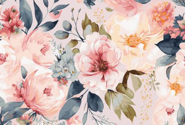 Soyut çiçek sanat arka plan şablonu. Botanik suluboya el çizimi çiçek fırça çizgisi sanat tasarımı - Vektör illüstrasyonu