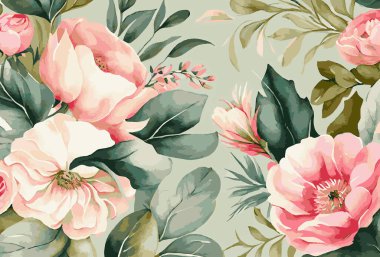 Soyut çiçek sanat arka plan şablonu. Botanik suluboya el çizimi çiçek fırça çizgisi sanat tasarımı - Vektör illüstrasyonu