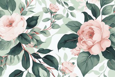 Soyut çiçek sanat arka plan şablonu. Botanik suluboya el çizimi çiçek fırça çizgisi sanat tasarımı - Vektör illüstrasyonu