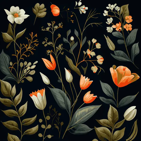Organische Donkere Bloemen Textuur Patroon Achtergrond Vector Illustratie — Stockvector