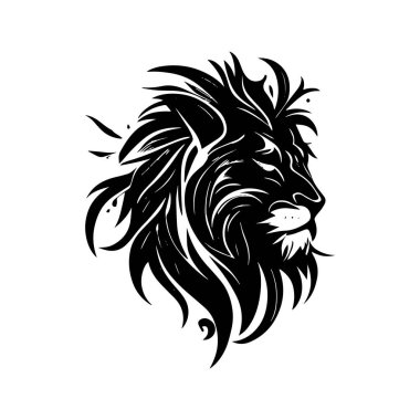 Beyaz arkaplanda şık bir siyah aslan logosu - Vektör illüstrasyonu