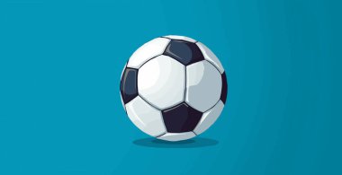 Mavi suluboya panoramik zemin üzerinde soyut futbol topu, mozaik tarzı - Vektör illüstrasyonu