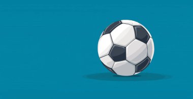 Mavi suluboya panoramik zemin üzerinde soyut futbol topu, mozaik tarzı - Vektör illüstrasyonu