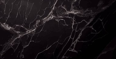 Siyah mermer desen tasarımı, koyu mermer yüzey, eğri altın çizgiler, soyut panoramik arkaplan tasarımı - Vektör illüstrasyonu