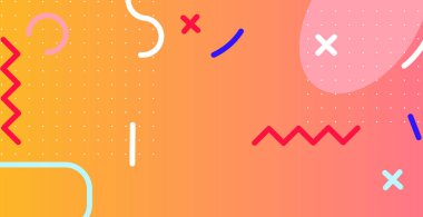 Farklı geometrik şekillerden gelen renkli panoramik soyut arkaplan - Vektör illüstrasyonu