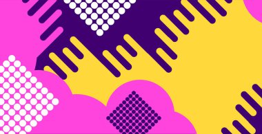 Farklı geometrik şekillerden gelen renkli panoramik soyut arkaplan - Vektör illüstrasyonu