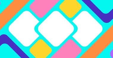 Farklı geometrik şekillerden gelen renkli panoramik soyut arkaplan - Vektör illüstrasyonu