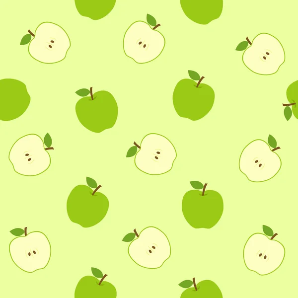 Grönt Äpple Mönster Vektor Fil Med Ljus Bakgrund Det Kan — Stock vektor