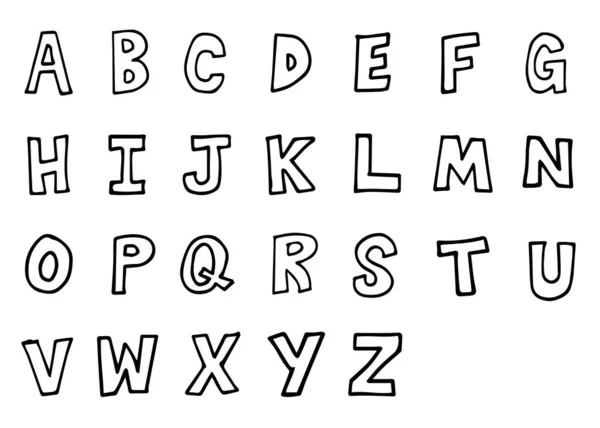 Illustrazione Lettere Maiuscole Alfabeto Disegnato Mano — Vettoriale Stock