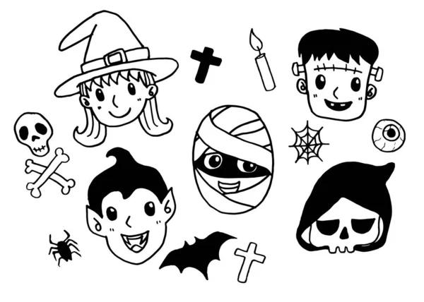 Tatlı cadılar bayramı çizgi film karakteri çocuk çizimleri.