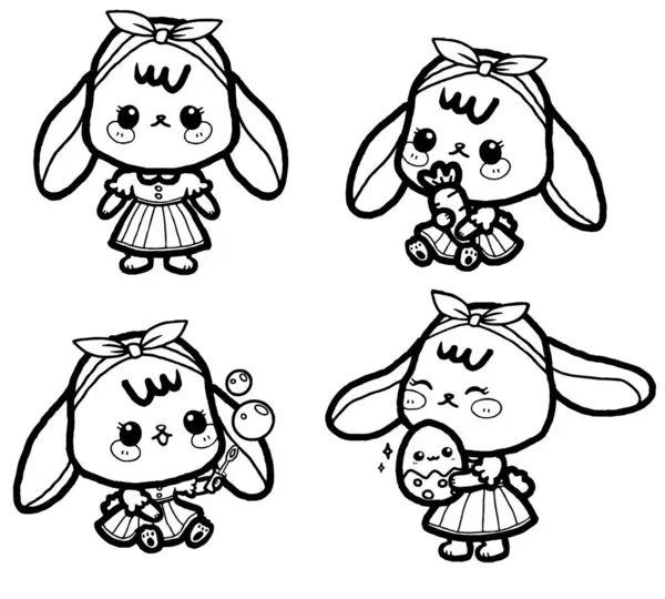 Çizim olarak kullanabileceğiniz sevimli çizgi film karakter stili çizim seti, çocuk boyama kitabı, özgeçmiş ya da benzeri şeyler..