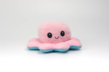 Octopus reversible mood toy. Pink Color side Happy face. Plush toys for kids.