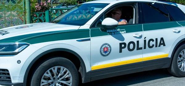 Nova Bana Słowacja Lipca 2023 Słowacki Samochód Policyjny Samochód Policyjny — Zdjęcie stockowe