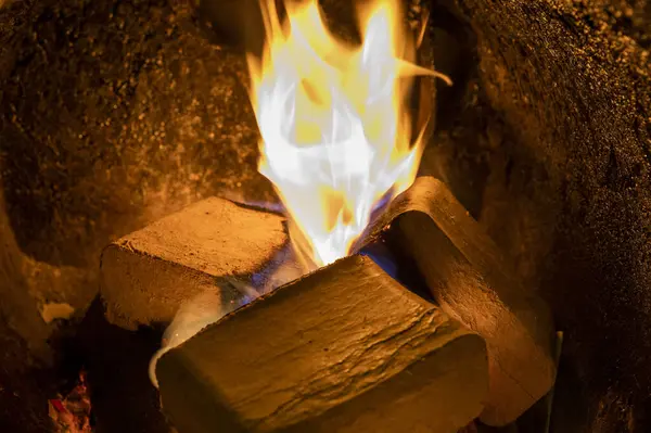 Wood Briquettes Ruf Type Made Beech Oak Burning Wood Fuel — Stock Photo, Image