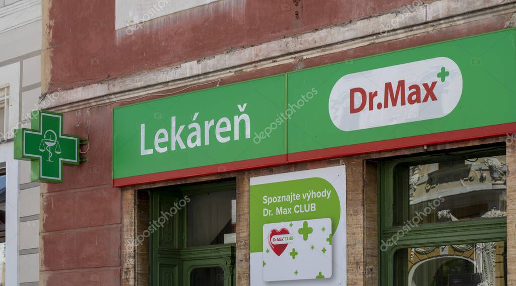 Banska Bystrica, Slovakia - May, 1, 2025 : Dr. Max Pharmacies sign. Dr. Max Group is a Central and Eastern European business group operating in pharmaceutical sector.