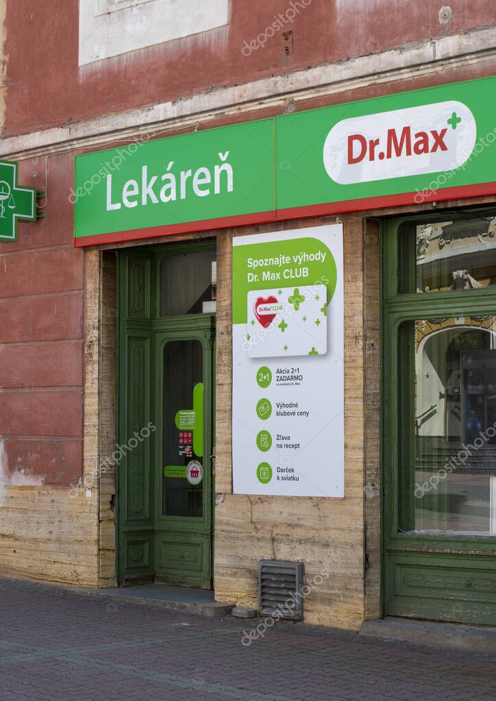 Banska Bystrica, Slovakia - May, 1, 2025 : Dr. Max Pharmacies sign. Dr. Max Group is a Central and Eastern European business group operating in pharmaceutical sector.