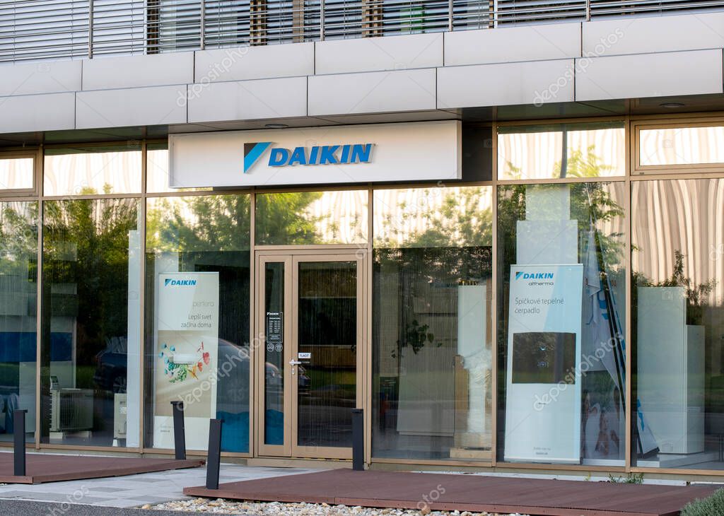 Bratislava, Slovakia - May, 10, 2025 : Daikin storefront in Bratislava. Daikin is the world's largest air conditioner manufacturer.