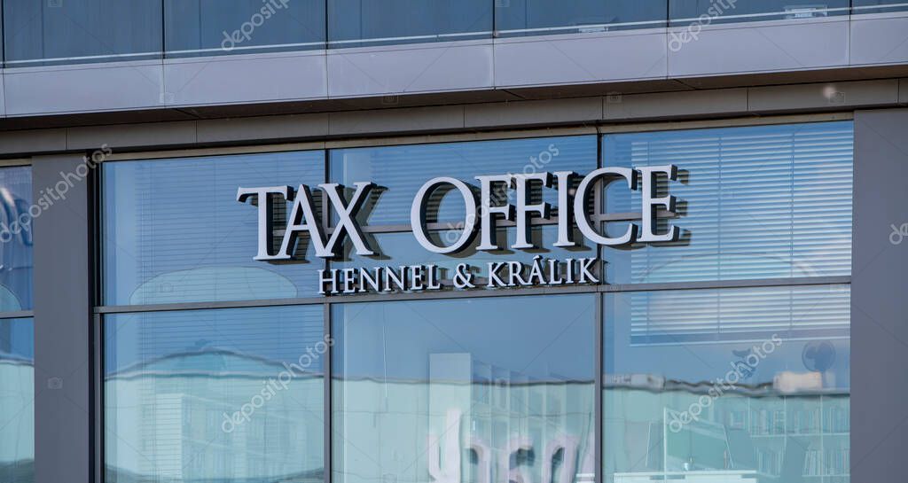 Bratislava, Slovakia - May, 10, 2025 : TAX OFFICE Hennel and Kralik office, providing tax consulting, accounting and payroll services.