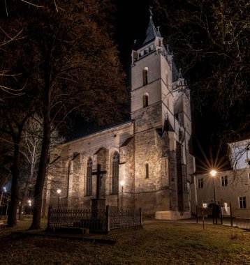 Geceleri Saint Benedict Bazilikası. Hronsky Benadik 'teki manastır. Slovakya.