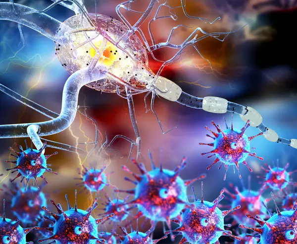 Cellule Nervose Neuroni Malattie Neurologiche Tumori Chirurgia Cerebrale Illustrazione Foto Stock