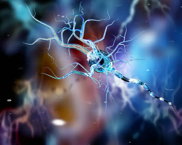 神经细胞 神经细胞 神经疾病 脑部手术 3D说明 — 图库照片#