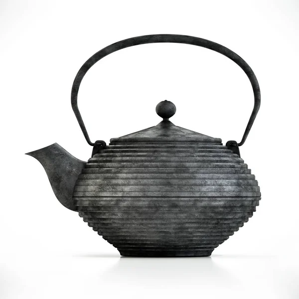 Вінтажний Китайський Чайник Ізольований Білому Тлі Ілюстрація — стокове фото