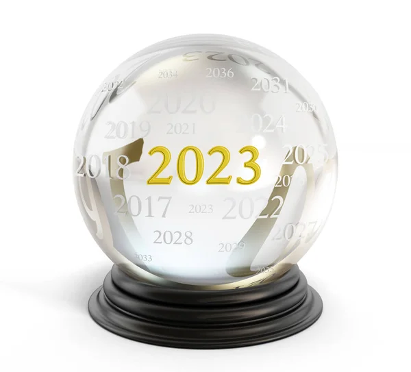 Новый 2023 Год Хрустальном Шаре Изолирован Белом Фоне Иллюстрация — стоковое фото