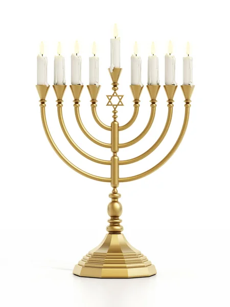 Hanukkah Candles Isolated White Background Illustration — Stock Photo, Image