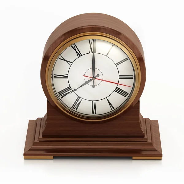 Vintage Decorative Table Clock Isolated White Background Illustration — Stock Photo, Image
