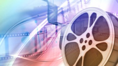 Klasik film makarası arka planı. 3B illüstrasyon.