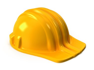 Sarı şapka beyaz arka planda izole edilmiş. 3B illüstrasyon.