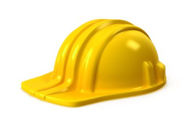 Sarı şapka beyaz arka planda izole edilmiş. 3B illüstrasyon.