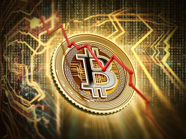 Bitcoin Price Concepto Caída Criptomoneda Digital Bitcoin Fondo Tecnología Ilustración —  Fotos de Stock