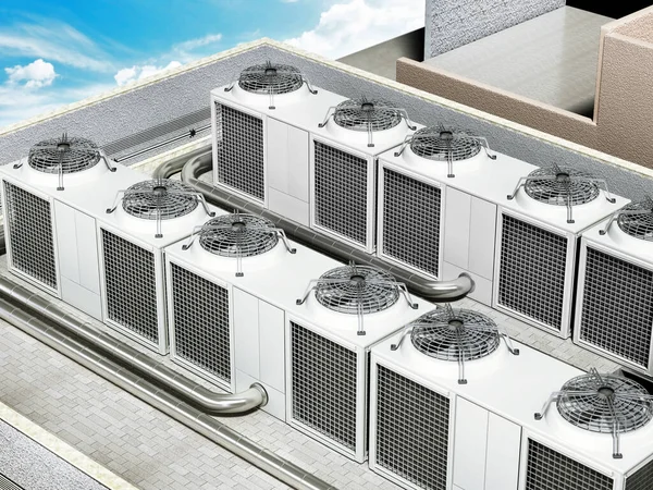 Industriell Luftkonditionering Enhet Isolerad Vit Bakgrund Illustration — Stockfoto