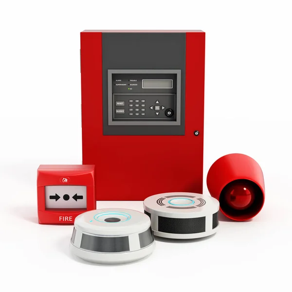 Fire Detection Alarm Monitor Panel System. 3D illustration.